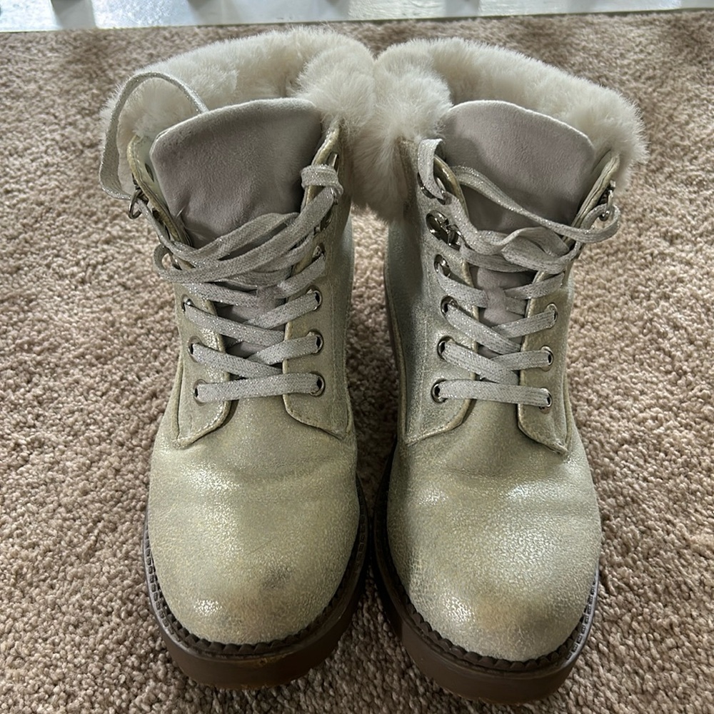 Off-White Metallic Boots
